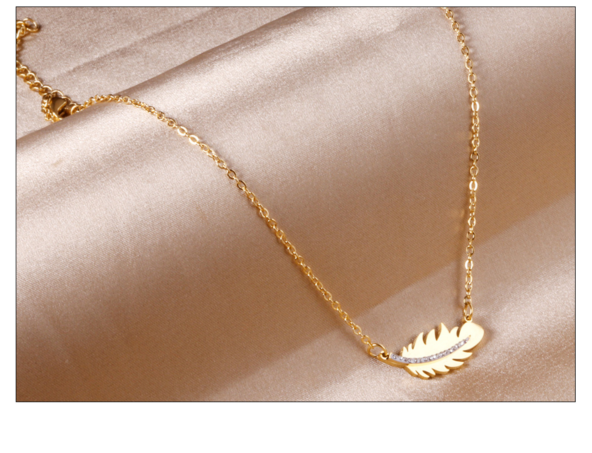 Elegant Simple Style Feather Stainless Steel Titanium Steel Plating Necklace_colorza_6
