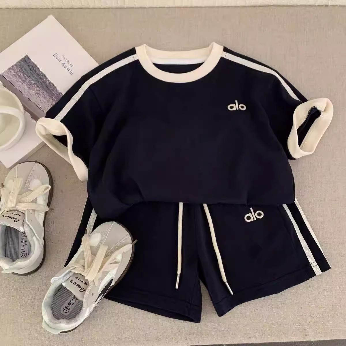 1103-네이비블루 투피스세트 [재고있음! ]