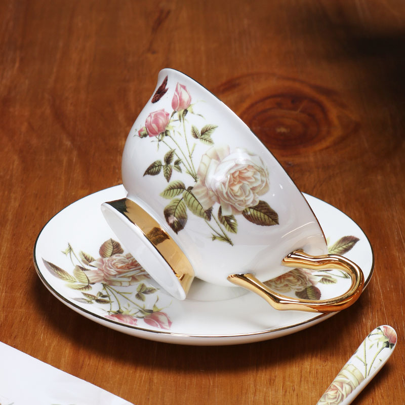 De estilo europeo de alta gama exquisito hueso China taza de café y platillo traje británico tarde juego de té caja de regalo