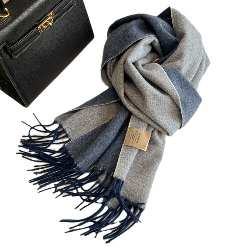 Gradient color pure wool scarf women's winter all-match tassel long double-sided color large shawl dual use  new style