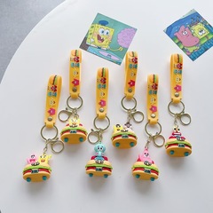 漫画かわいいスポンジボブパイクスターカニバーガー車のバックパックカップル小さなギフトキーホルダーペンダント卸売