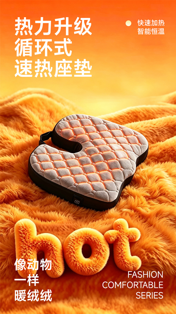 Car seat cushion made of memory foam, slow rebound, non-slip, suitable for long-term sitting, heated car seat cushion, warm plush heated seat cushion for winter