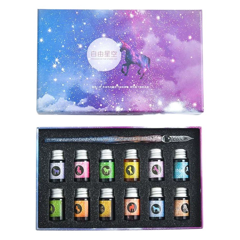 Сетка красный звездный стеклянный набор ручек для подписи кристалл