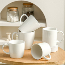 纯白色陶瓷马克杯可LOGO简约酒店茶杯水杯创意大容量奶茶咖啡杯