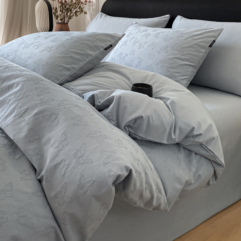 Cama de algodón de lana larga de Xinjiang de clase A de grado materno y infantil, cuatro piezas, 100% algodón único, 60 s, algodón teñido Jacquard, cubierta