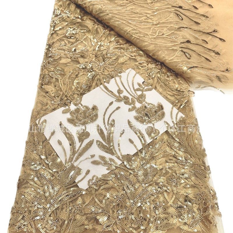 Tela de malla bordada con lentejuelas vestido de novia de moda vestido de moda tela de moda comercio exterior transfronterizo al por mayor
