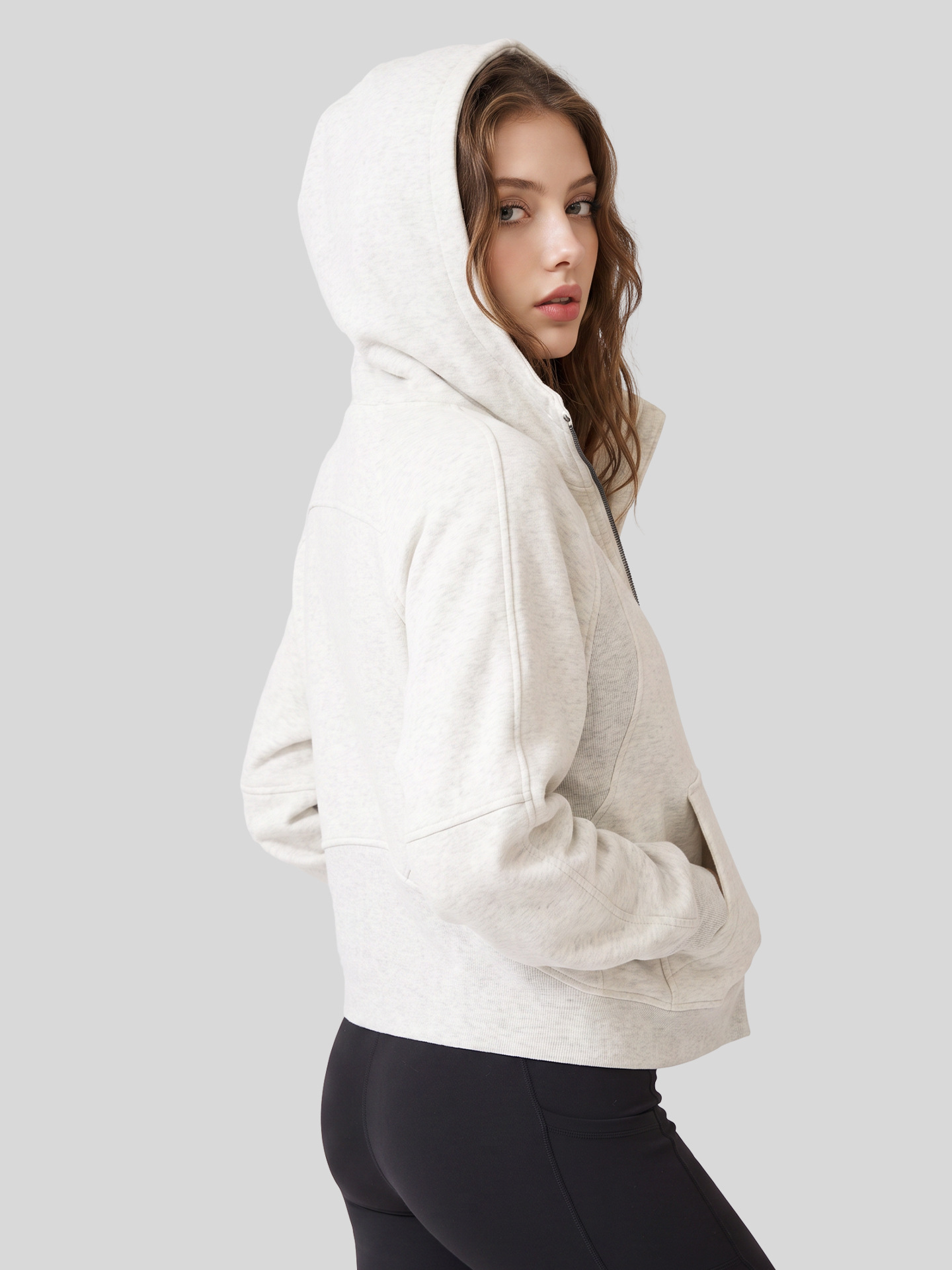 Juyitang Otoño e Invierno nueva Chaqueta de punto forrada de lana casual engrosada con capucha suelta lavable resistente al desgaste suéter deportivo para las mujeres