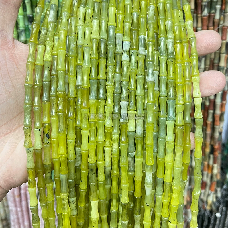 Бамбуковые бусины Tube Jade, 12 мм, натуральный камень для браслета своими руками — 32 шт в нити