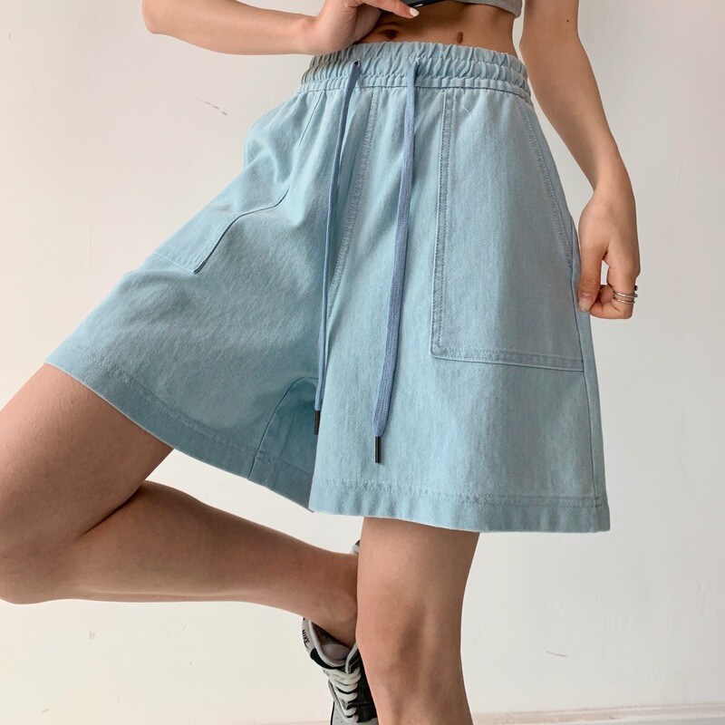 [Cotton Denim Shorts] Summer Women's Clothing 95% Cotton A-Line Slimming Casual Shorts Ballet Style Slimming Shorts for Women