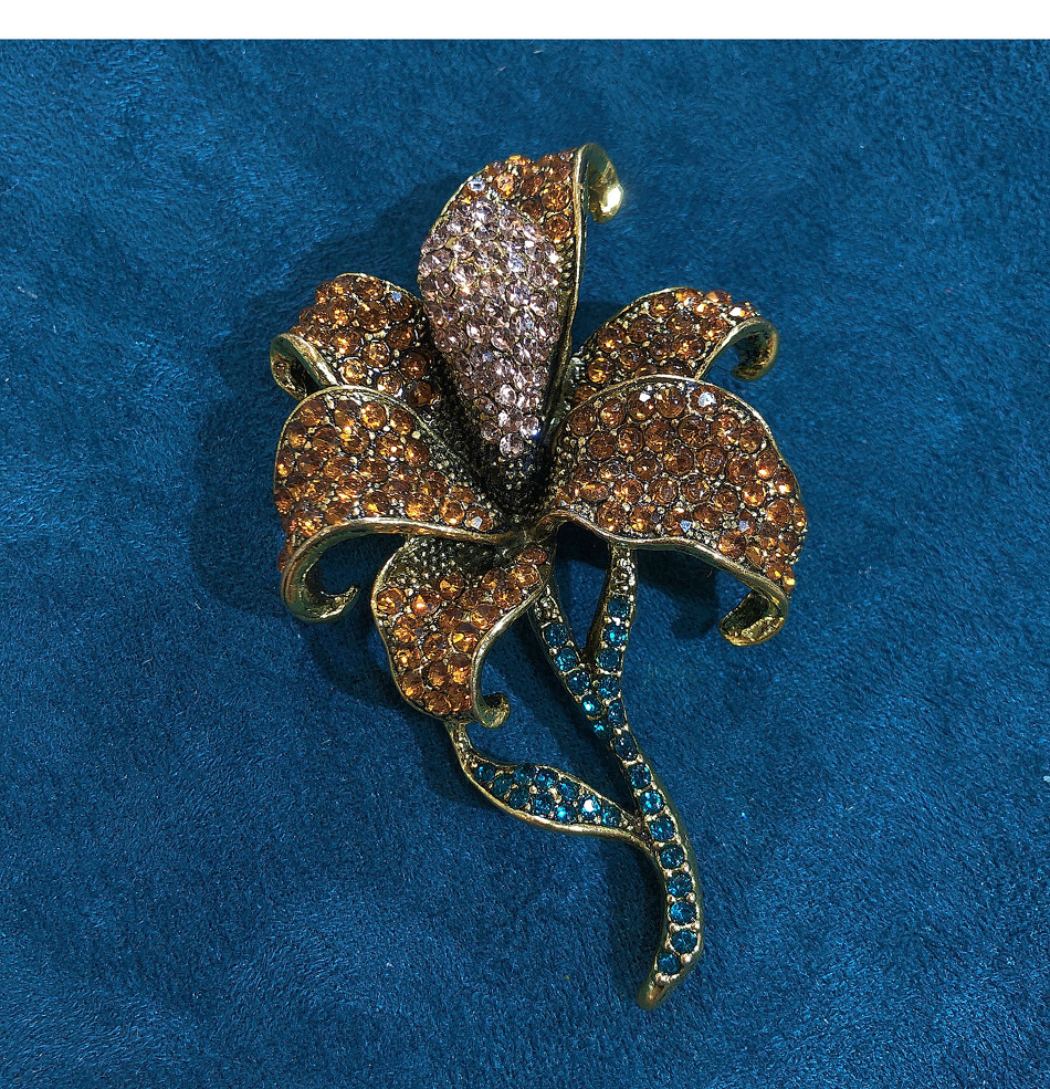 Daily Occasion Alloy Material Flower Pattern Simple Style Pin Flower Alloy Inlay Rhinestones Women'S Brooches