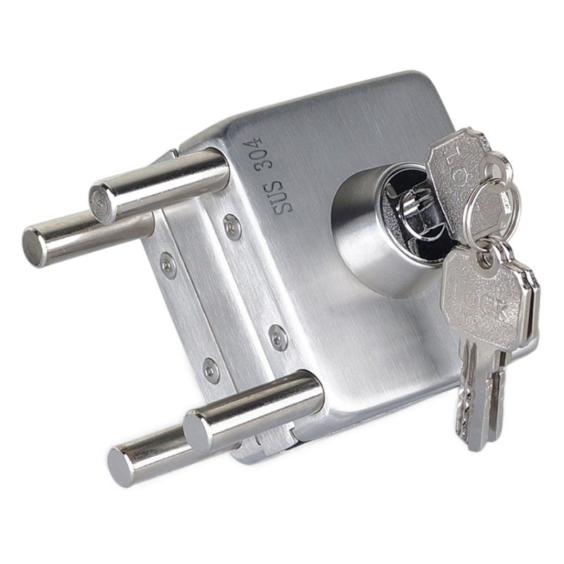304 cerradura de puerta de cristal cuadrada de acero inoxidable cerradura de pestillo sin agujeros puerta única puerta doble tienda Oficina cerradura de vidrio