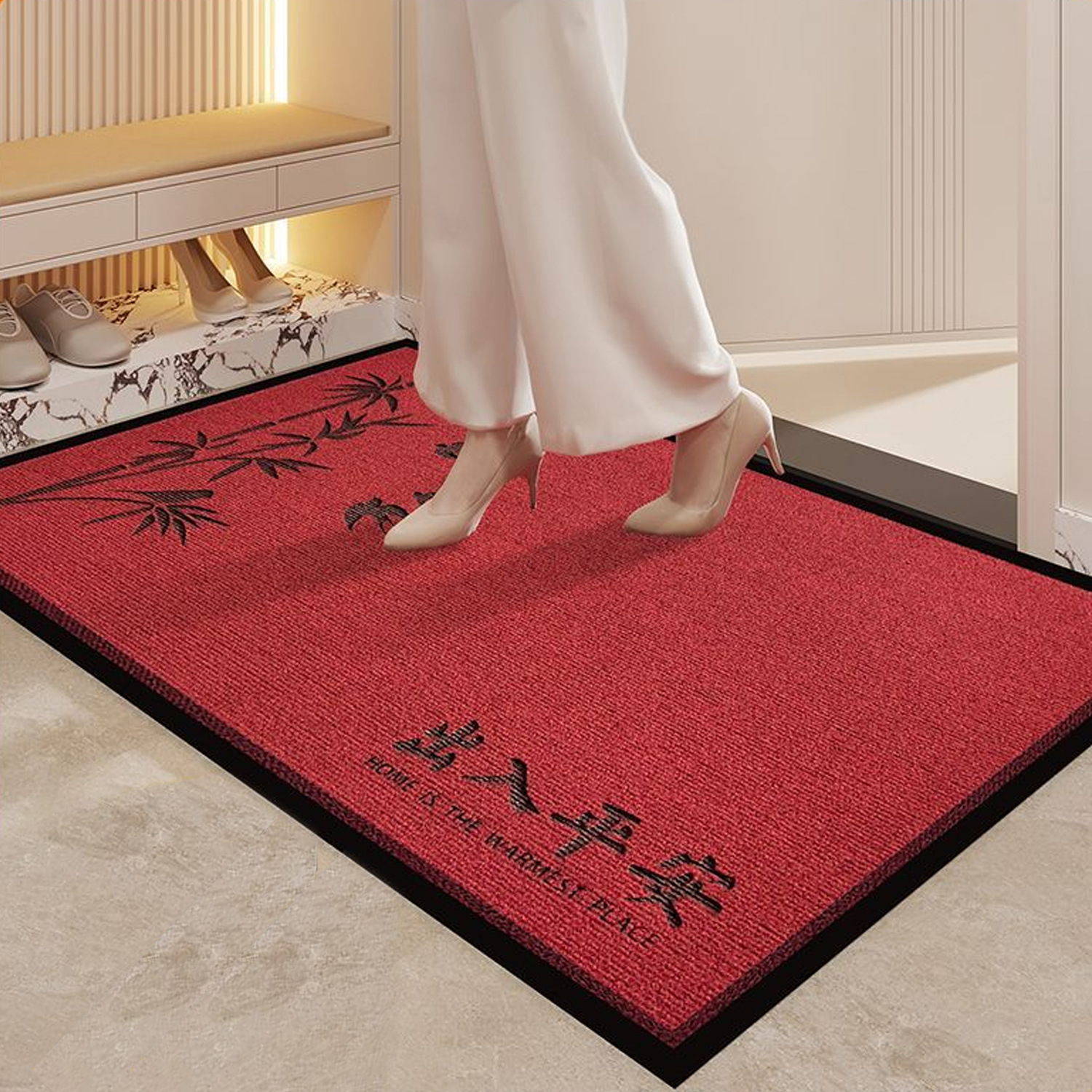 Cross-Border New Chinoiserie Door Mats, Classy Non-Slip Door Mats, Pvc Thickeneded Entrance Carpets, Stain-Resistant Door Mats