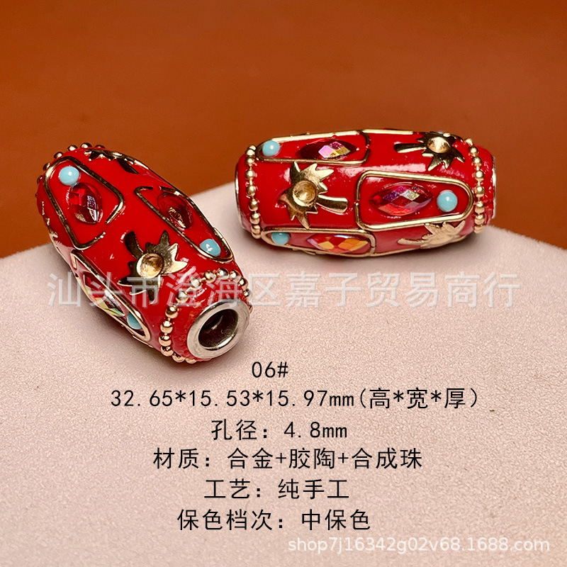 Nepal inlaid series handmade barrel beads diy accessories handmade loose beads spacer beads Buddha necklace accessories