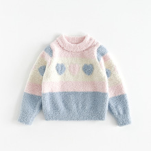 婴童女童圆领套头毛衣2024秋冬新款儿童可爱时髦洋气上衣一件代发
