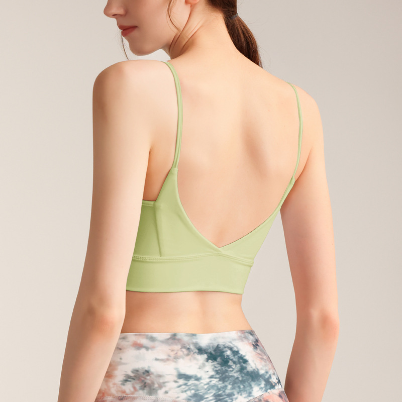 Spring and Summer New Style Thin Shoulder Strap Beautiful Back Sling Bra Running Fitness Gather Sports Underwear Women's Backless Yoga Vest