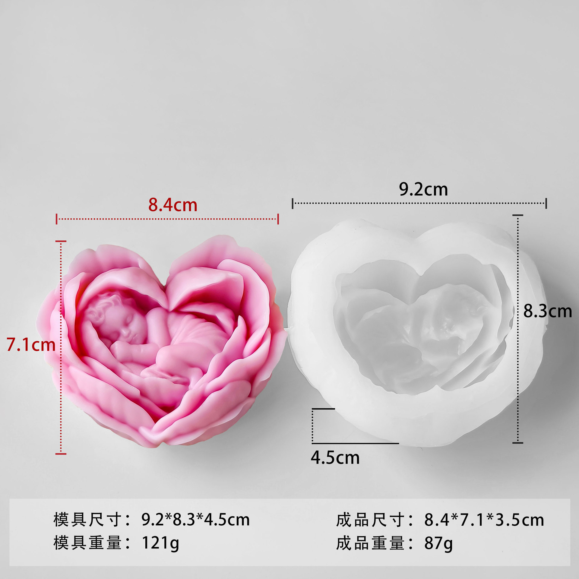 Flores de amor bebé molde de jabón de banano flores DIY bebé ángel adornos de banda magnética molde de jabón hecho a mano