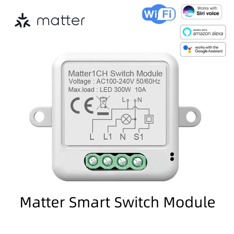 Matter智能通断器wifi开关HomeKit直连语音遥控暗藏式86零火开关