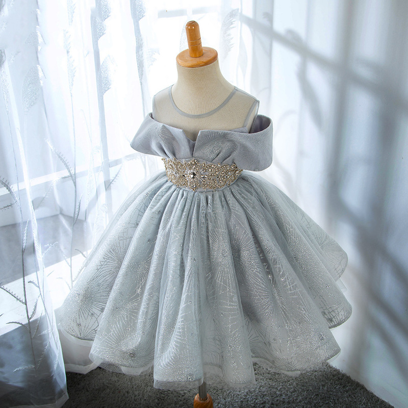 Robe de princesse féerique en tulle style années 80 pour filles, idéale pour un anniversaire, un mariage ou comme demoiselle d'honneur. 100% coton. Vêtements pour filles de 0 à 3 ans._voghion.com
