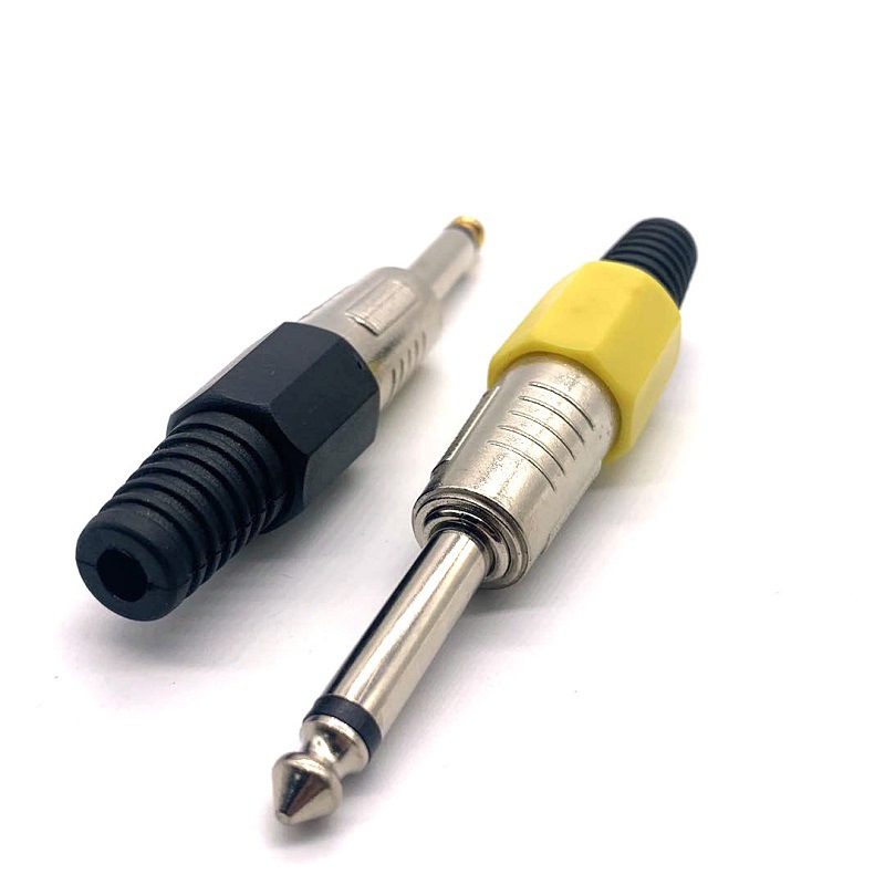 6.35 单音麦克风插头 红 黃 绿 蓝 黒 镀镍 话筒音响插头