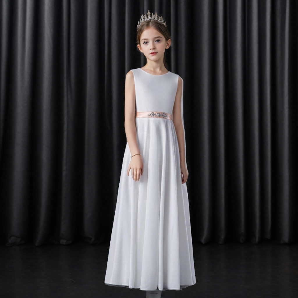 Weißes Prinzessinnen Kleid Für Mädchen Für Formelle Anlässe_voghion.com