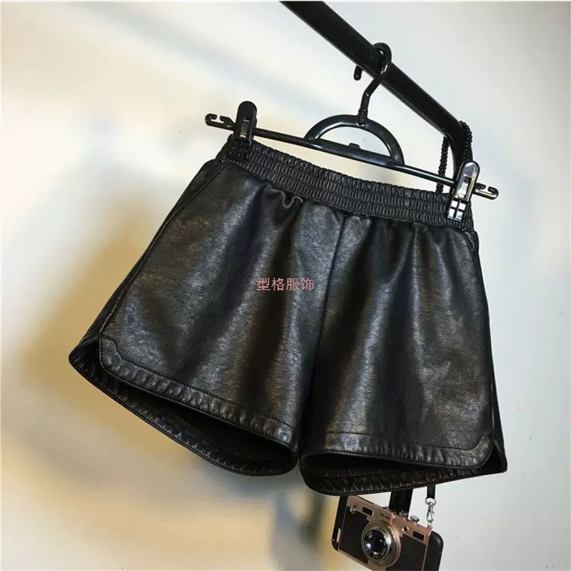 皮短裤女加绒加厚秋冬2025新款时尚宽松阔腿高腰显瘦a字靴裤外穿