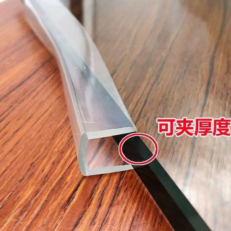 U-shaped transparent anti-collision strip for home use, suitable for tile, coffee table, and glass edges; soft and thickened for children, providing protection against bumps and collisions
