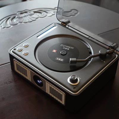 THINKYA A11 retro CD Car CD player - black-walnut-dual-speaker-high-spec-version-with-battery
