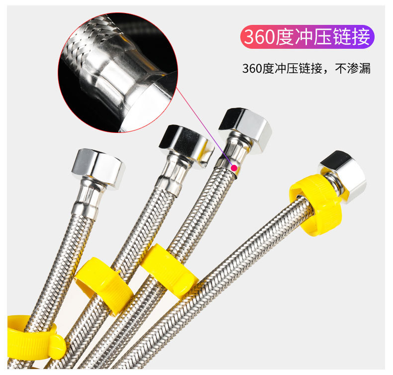 304 stainless steel high-pressure explosion-proof metal braided hose water heater, toilet, cold and hot faucet inlet and outlet pipes, 4 minutes undefined