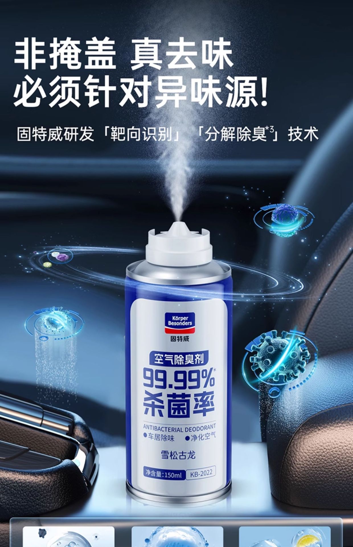 Suitable for Goodway Car Odor Removal Car Deodorant Air Freshener Air Conditioner Sterilization Deodorant Odor Spray