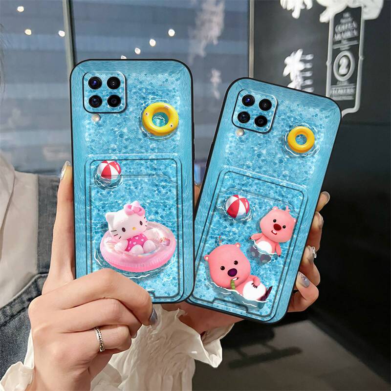 Suitable for Samsung Mobile Phone Cases, Cute Couples, Fun and Creative Swimming Rings, New Soft Shell Digital Cooling, Cute Pets and Funny