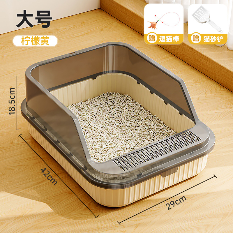 Baño de arena para gatos anti-spillado exterior con arena, baño para gatos grande, arena para gatos semicerrada, lavabo para gatos pequeños