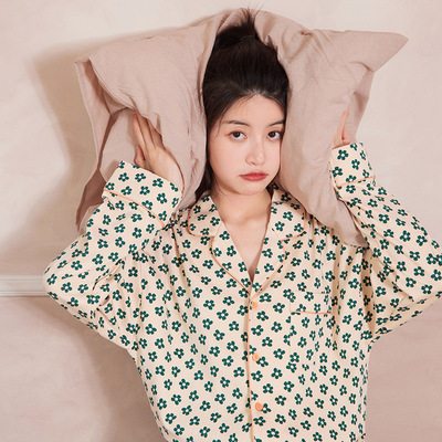 2021春季新款套装小清新可爱印花家居服针织纯棉女两件套一件代发|ms