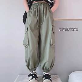 女童休闲裤2026夏装新款女大童宽松洋气束脚裤儿童休闲薄款工装裤
