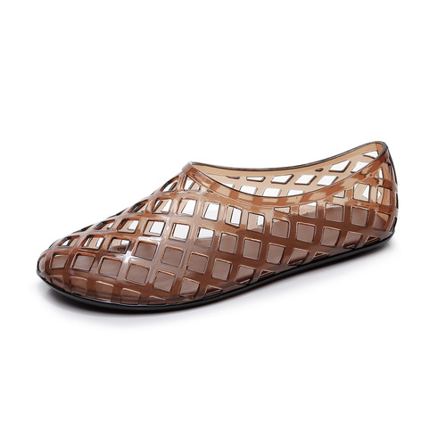 Cross-border women's casual shoes mesh sandals crystal jelly hollow comfortable non-slip versatile flat shoes breathable