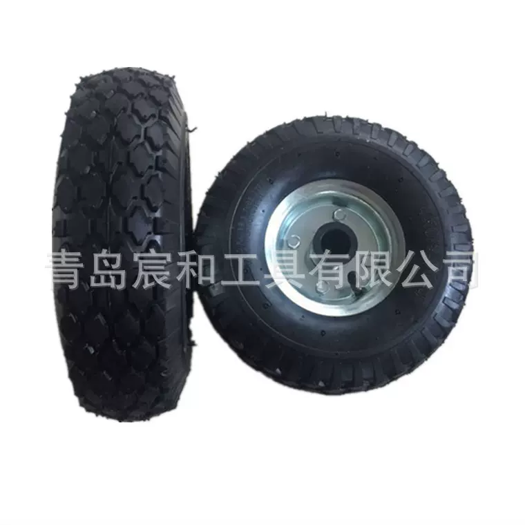 10*4.10/3.50-4橡胶轮子 耐磨级外胎10寸充气轮 工具车独轮车轮
