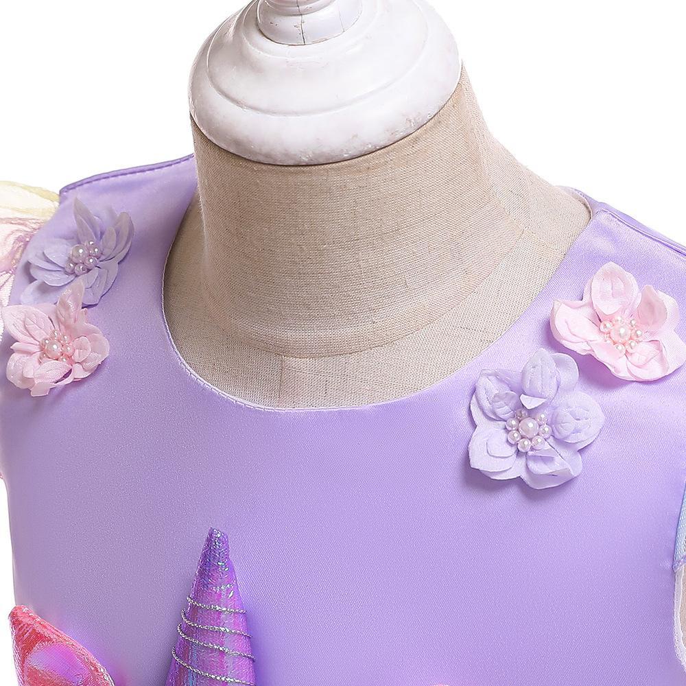INS ropa para niños Comercio exterior Unicornio para niños vestido de arco iris vestido de princesa Festival Traje vestido de princesa