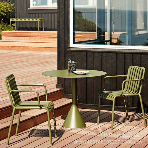 Outdoor waterproof sunshade iron patio chair milk tea shop leisure table chair set restaurant garden outdoor table