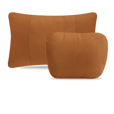 Lumbar Cushions for Mercedes-Benz, Bmw, Headrest - brown-perforated-headrest-and-lumbar-support-set