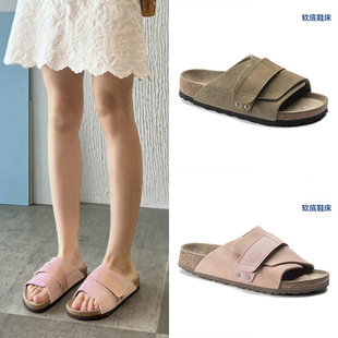 BK Birkenthal Shoes Men's and Women's Genuine Leather Cork Borkenthal Sandals for Summer Outer Wear Full Cowhide Velcro Slides
