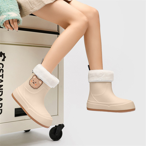 Cross-border fashion rain boots for women, small bear versatile rain boots, sweet style, outerwear water shoes, slip-resistant kitchen rubber shoes for women