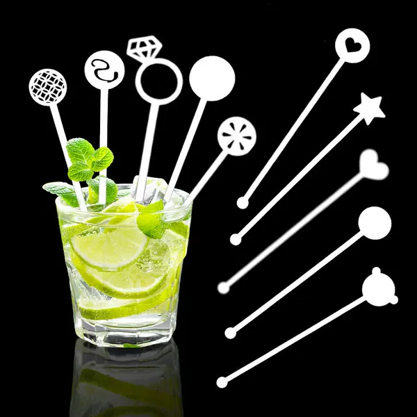 Cross-Border New Irregular Shape Acrylic Beverage Coffee Cocktail Stirring Stick Bar Party Drink Label