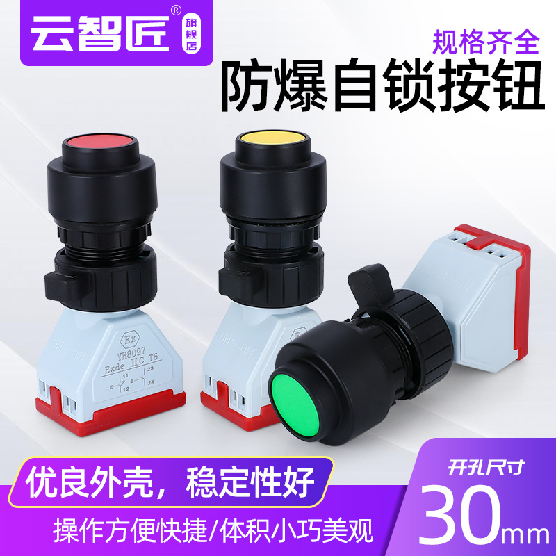BA8097自锁控制按钮隔爆防爆防水腐防暴控制箱开孔30mm停止启动