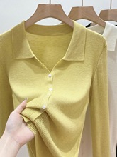 翻领针织开衫女装2025年早秋季新款小衫polo领气质懒时尚小众上衣