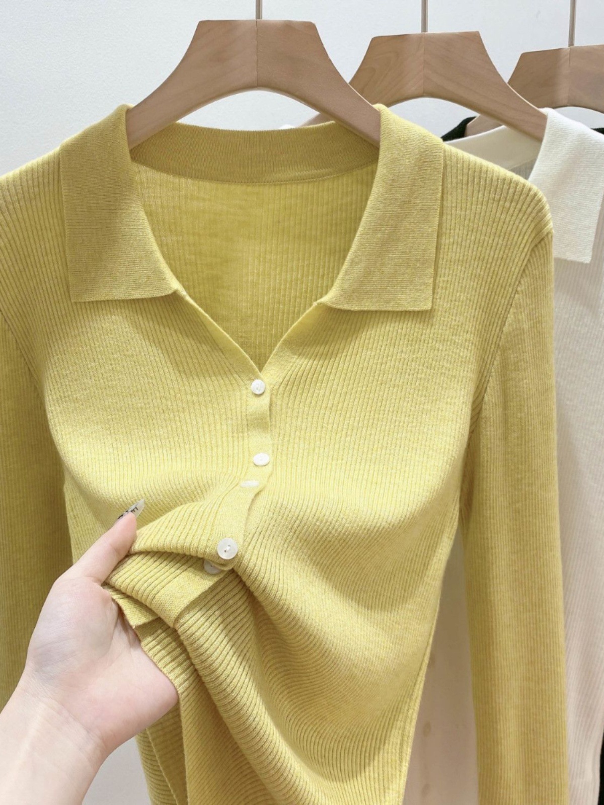 翻领针织开衫女装2025年早秋季新款小衫polo领气质懒时尚小众上衣