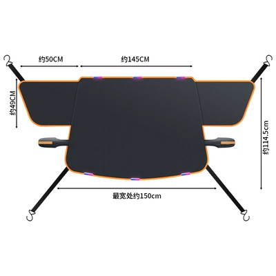 Cover Front Shield Winter Extended: Car snow shield - l6024-oxford-snow-shield-black-orange-reflective-strip-orange-hemming