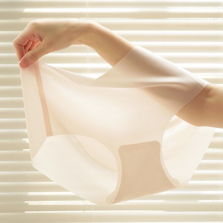 One-piece seamless mask underwear women's ice silk summer thin pure transparent sexy hip lifting quick-drying briefs