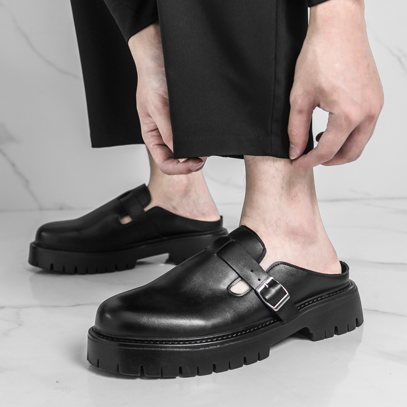 Cheap Foreign Trade Slip-On Shoes for Men, Casual Platform Thick-Soled Half-Slipper Breathable Leather Shoes Cheap Foreign Trade Slip-On Shoes for Men, Casual Platform Thick-Soled Half-Slipper Breathable Leather Shoes