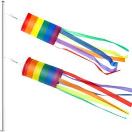 2026TEMU跨境Rainbow风筒旗彩色风向袋条纹旗户外装饰旗六色旗