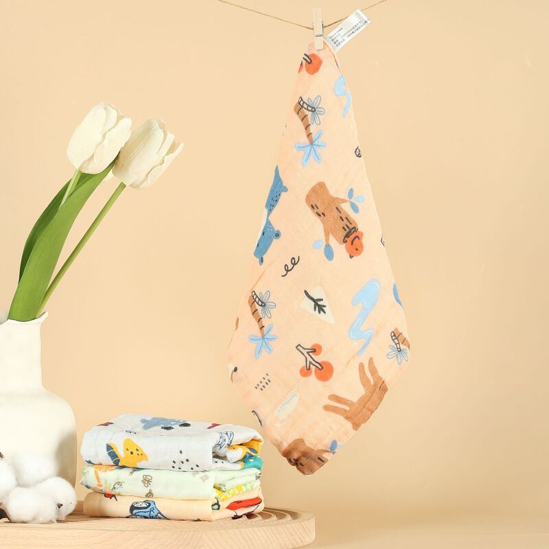 Class a High-Density Pure Cotton Seersucker Square Towel, Six-Layer Washable Small Handkerchief with Cartoon Print, Exclusively for Cross-Border Supply Class a High-Density Pure Cotton Seersucker Square Towel, Six-Layer Washable Small Handkerchief with Cartoon Print, Exclusively for Cross-Border Supply