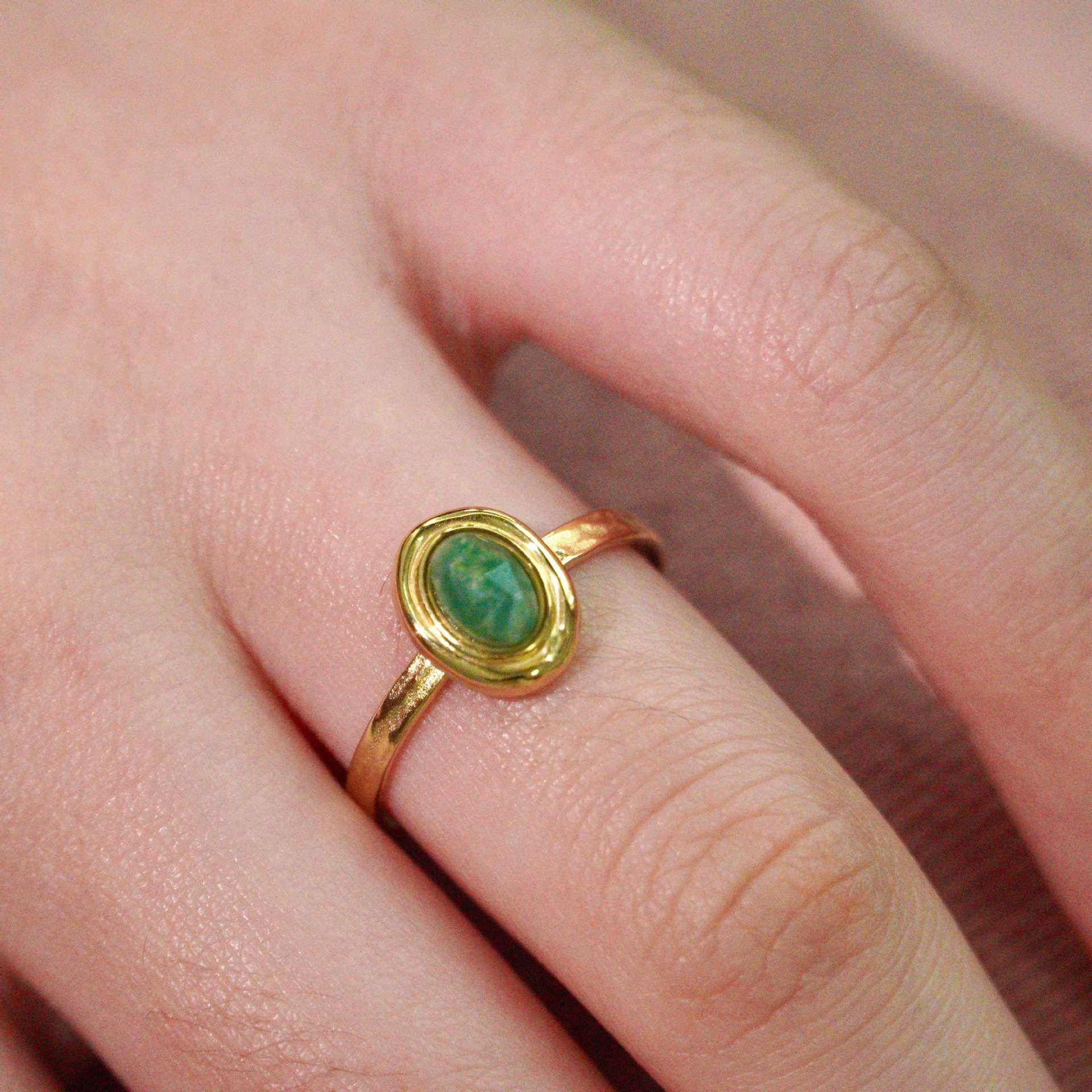 1 Piece Quantity Retro French Style Geometric Titanium Steel Natural Stone Open Rings In Bulk